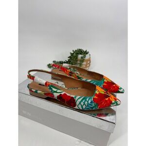 Matiko Slingback Flats Womens Size 35 Hawaiian Print Lori Floral Pointed Toe